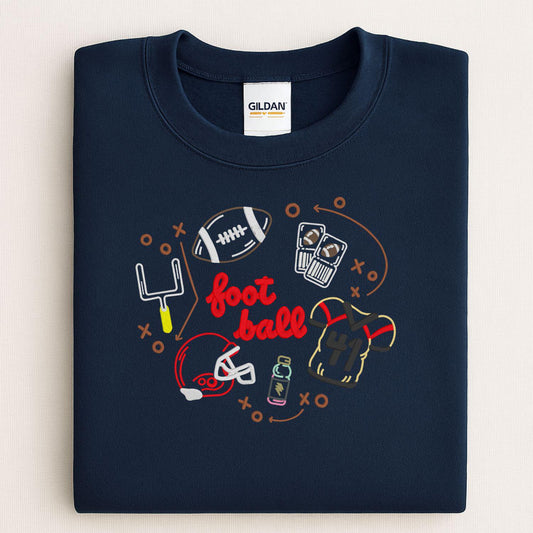 Game Day Football Embroidery Sweatshirt | Cozy Fall Sports Crewneck | Handmade Tailgate Shirt | Unisex Autumn Game Spirit Apparel