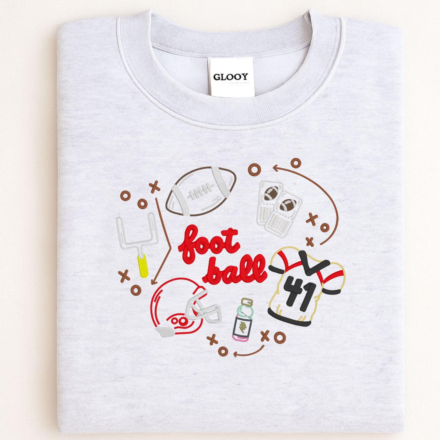 Game Day Football Embroidery Sweatshirt | Cozy Fall Sports Crewneck | Handmade Tailgate Shirt | Unisex Autumn Game Spirit Apparel