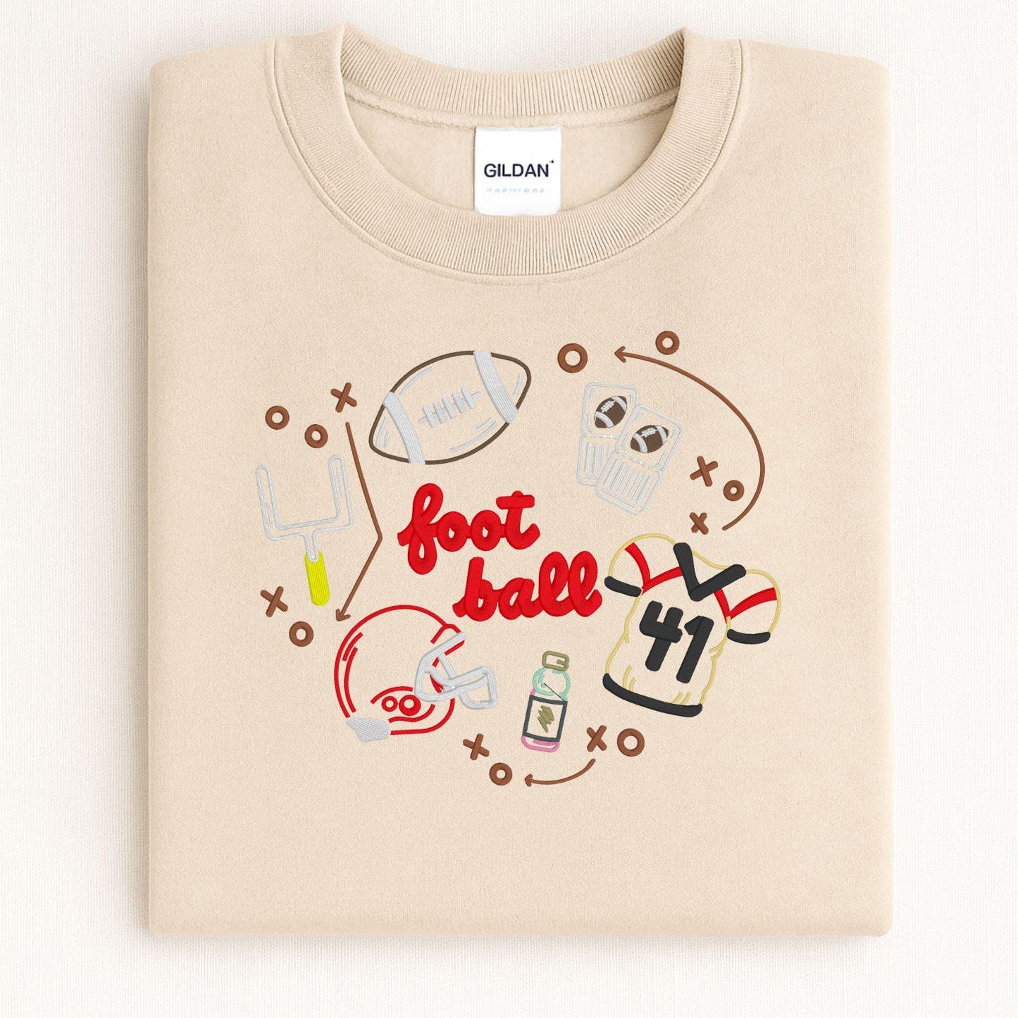 Game Day Football Embroidery Sweatshirt | Cozy Fall Sports Crewneck | Handmade Tailgate Shirt | Unisex Autumn Game Spirit Apparel