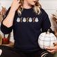 Cute Ghost and Bow Embroidery Sweatshirt • Halloween Crewneck • Fall Ghost Shirt • Cozy Autumn Embroidered Pullover for Women