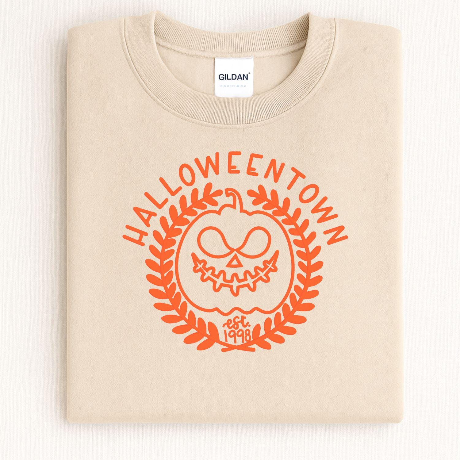 Halloween Pumpkin Face Embroidery Sweatshirt | Spooky Fall Season Crewneck | Cozy Autumn Pumpkin Stitch Shirt for Halloween Lovers