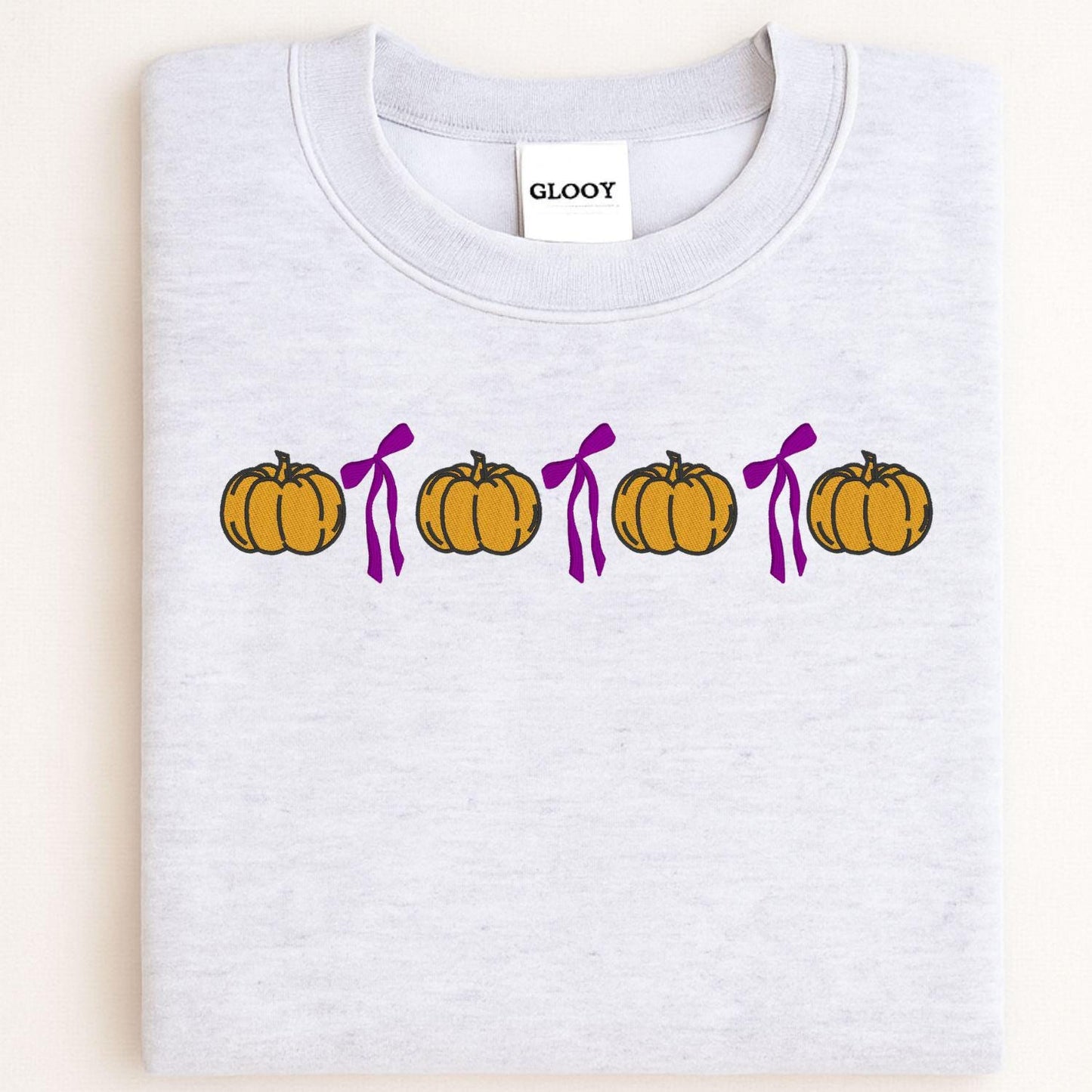 Cozy Pumpkin Bow Embroidery Sweatshirt | Fall Autumn Pullover | Cute Cozy Season Shirt | Pumpkin Lover Outfit | Harvest Aesthetic
