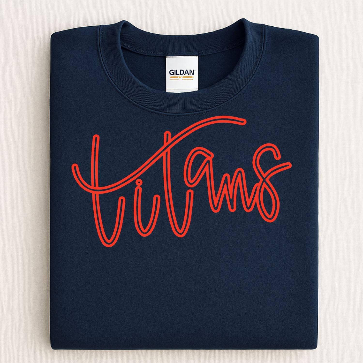 Puff Embroidery Titans Script Shirt | Custom Team Game Day Sweatshirt | School Spirit Crewneck | Sports Fan Fall Game Day Apparel