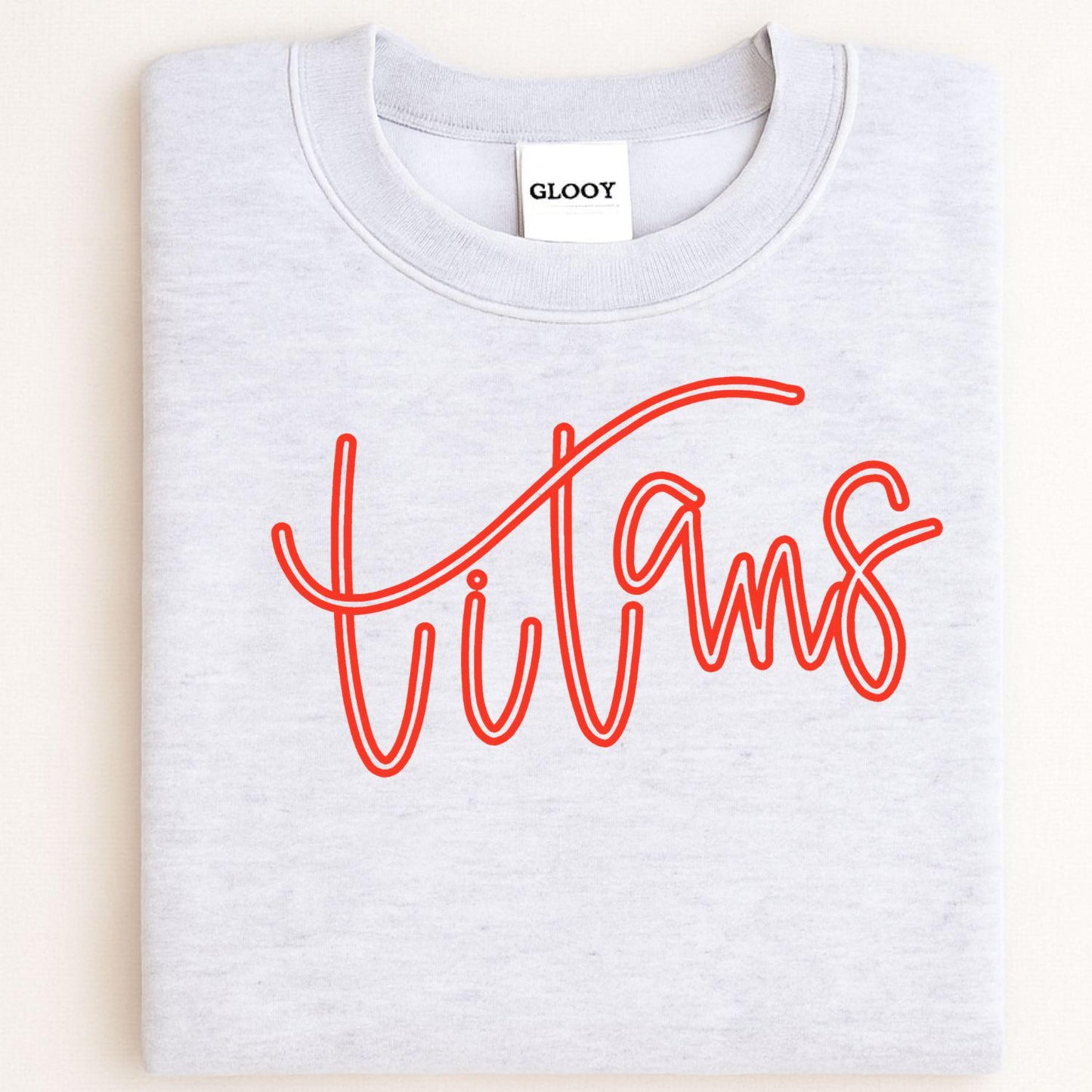 Puff Embroidery Titans Script Shirt | Custom Team Game Day Sweatshirt | School Spirit Crewneck | Sports Fan Fall Game Day Apparel