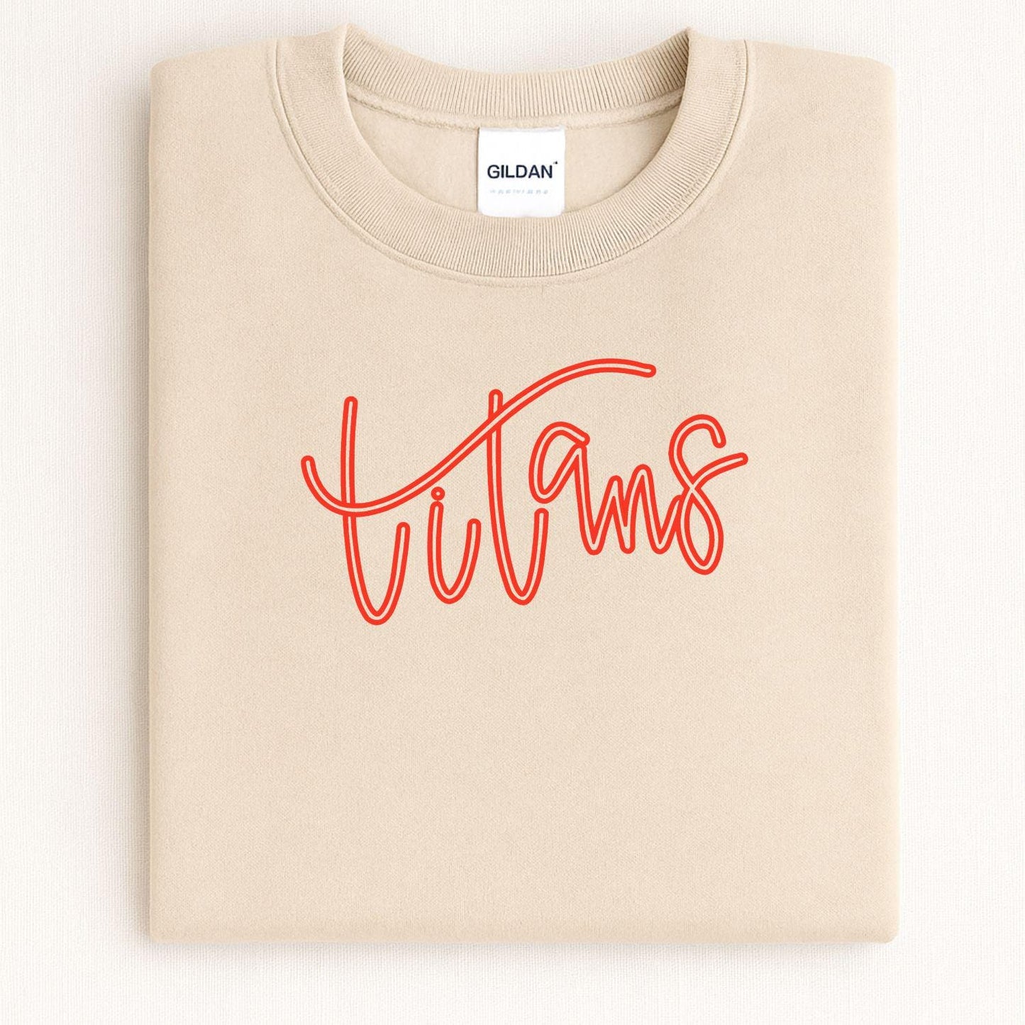 Puff Embroidery Titans Script Shirt | Custom Team Game Day Sweatshirt | School Spirit Crewneck | Sports Fan Fall Game Day Apparel