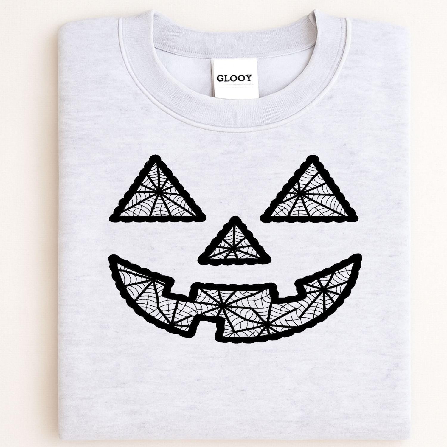 Fall Pumpkin Face Embroidery Sweatshirt • Cozy Autumn Jack O Lantern Crewneck • Halloween Pumpkin Stitch Shirt • Fall Season Top