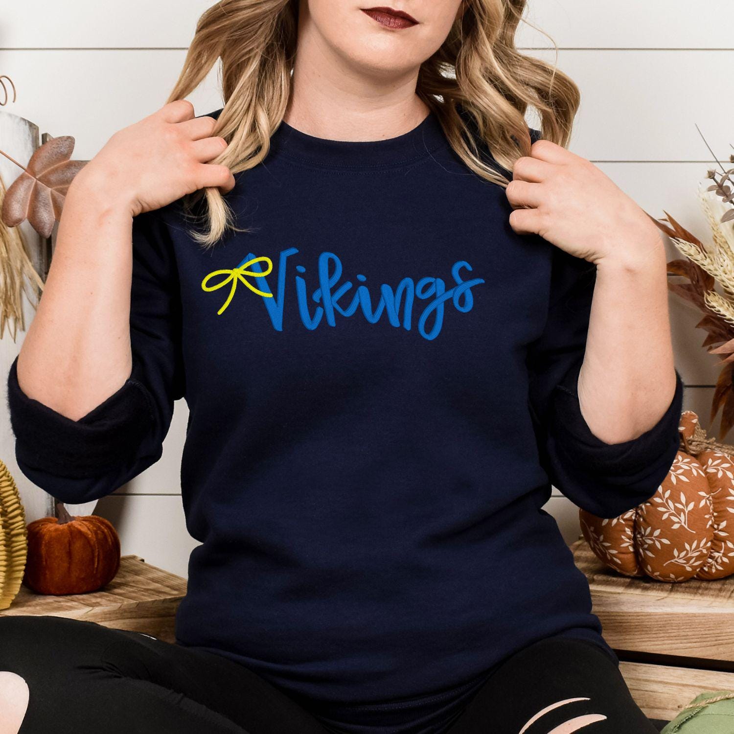 Game Day Embroidery Sweatshirt | Custom Team Spirit Pullover with Bow | School Pride Cozy Football Game Day Crewneck Top