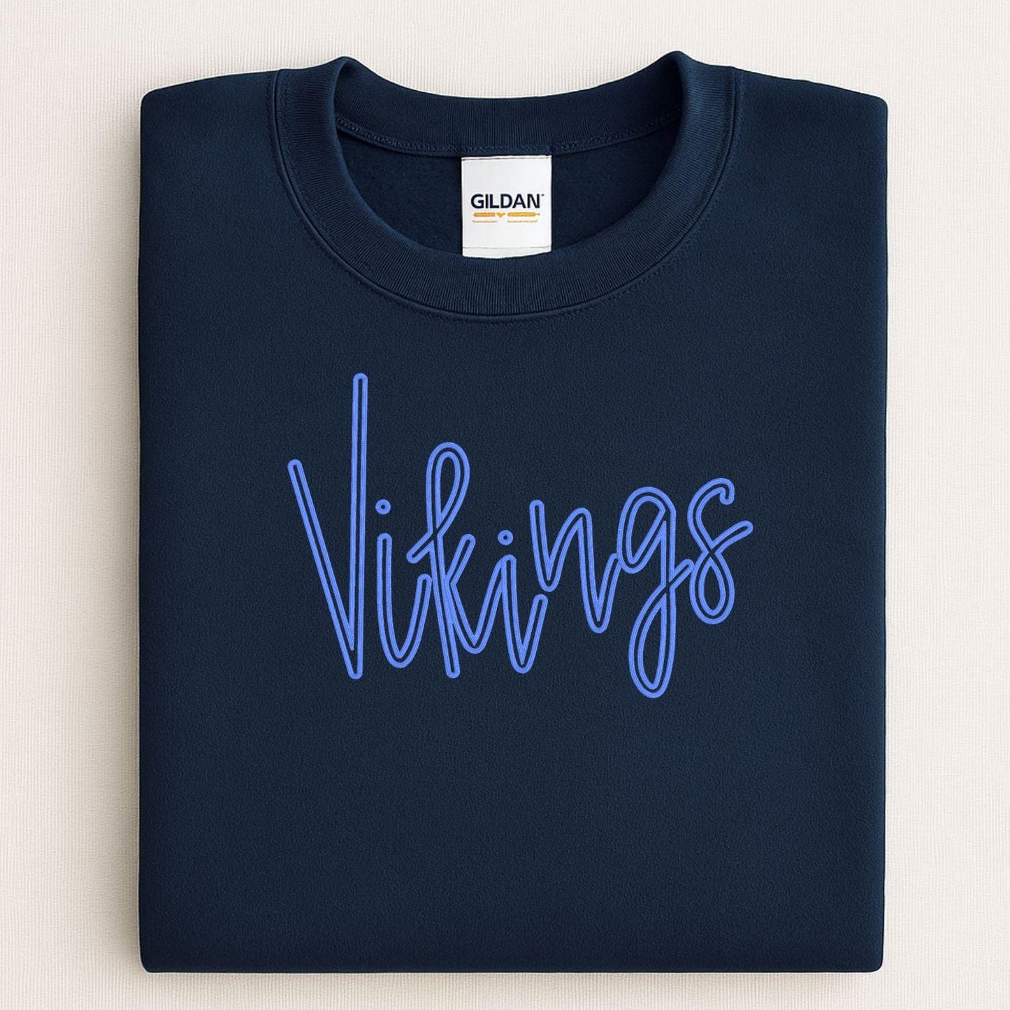 Vikings Game Day Puff Embroidery Sweatshirt | Custom Team Spirit Pullover with Bow | School Pride Cozy Football Game Day Crewneck Top