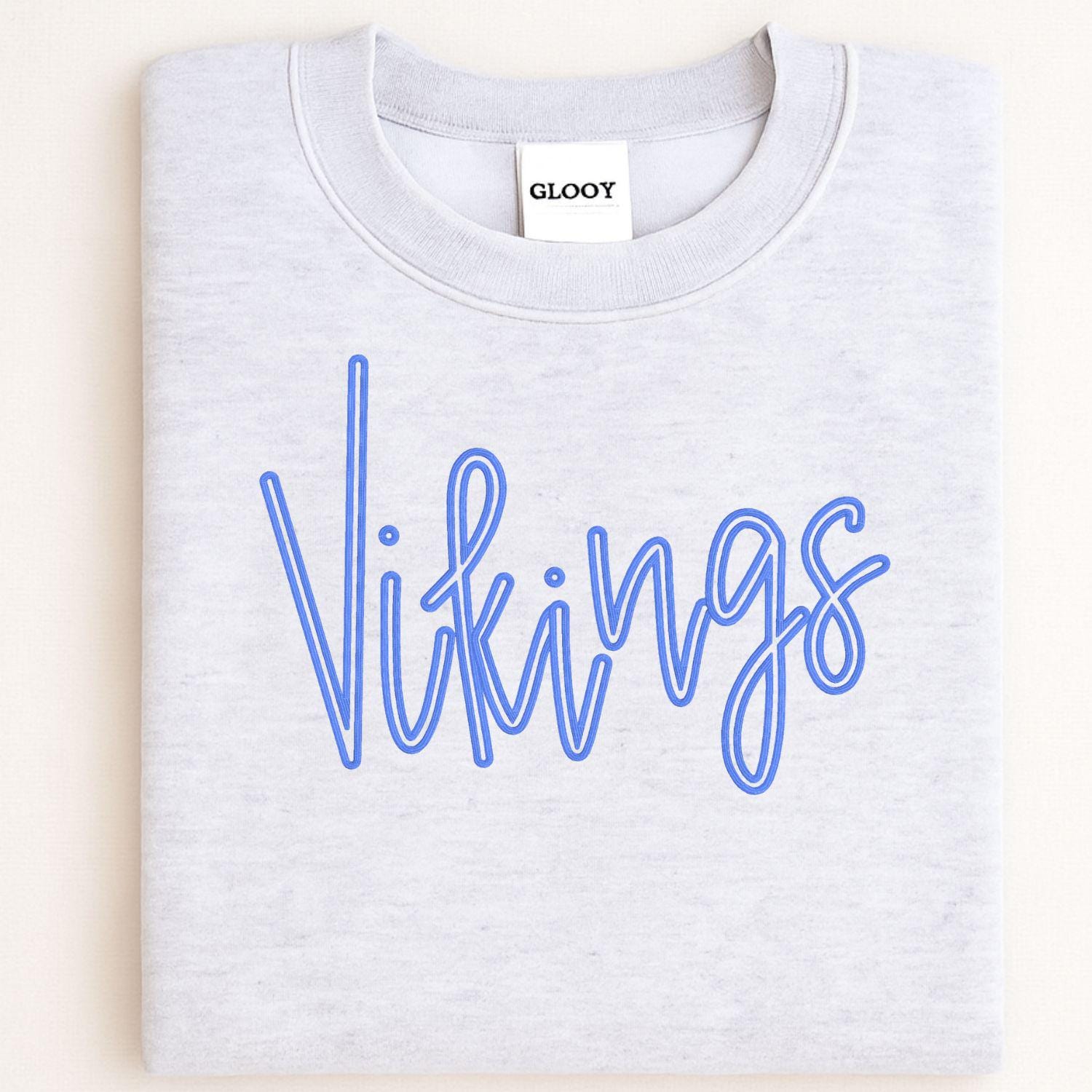 Vikings Game Day Puff Embroidery Sweatshirt | Custom Team Spirit Pullover with Bow | School Pride Cozy Football Game Day Crewneck Top