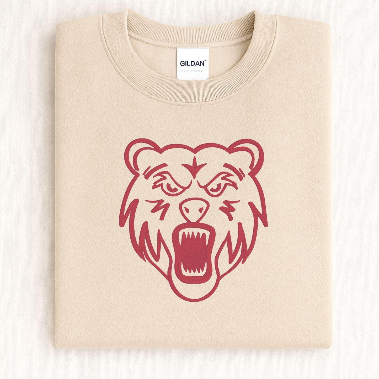 Embroidered Bear Mascot Crewneck Sweatshirt | Unisex School Spirit Team Apparel | Custom Sports Game Day Outfit | Gift for Fans