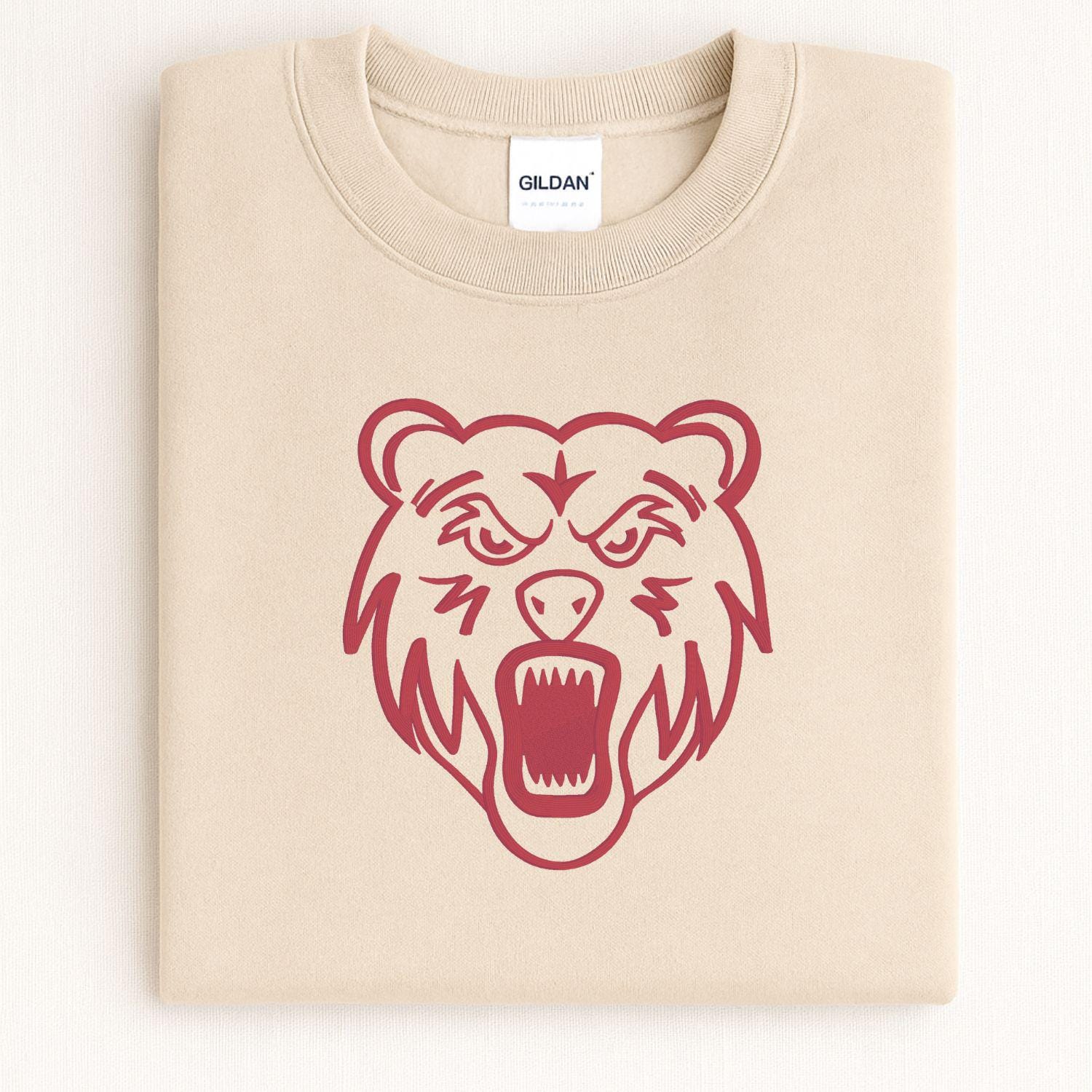Embroidered Bear Mascot Crewneck Sweatshirt | Unisex School Spirit Team Apparel | Custom Sports Game Day Outfit | Gift for Fans