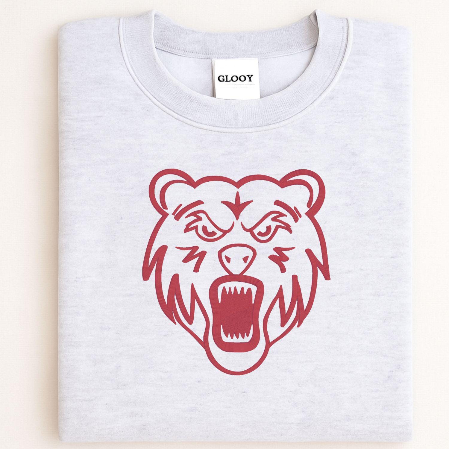 Embroidered Bear Mascot Crewneck Sweatshirt | Unisex School Spirit Team Apparel | Custom Sports Game Day Outfit | Gift for Fans