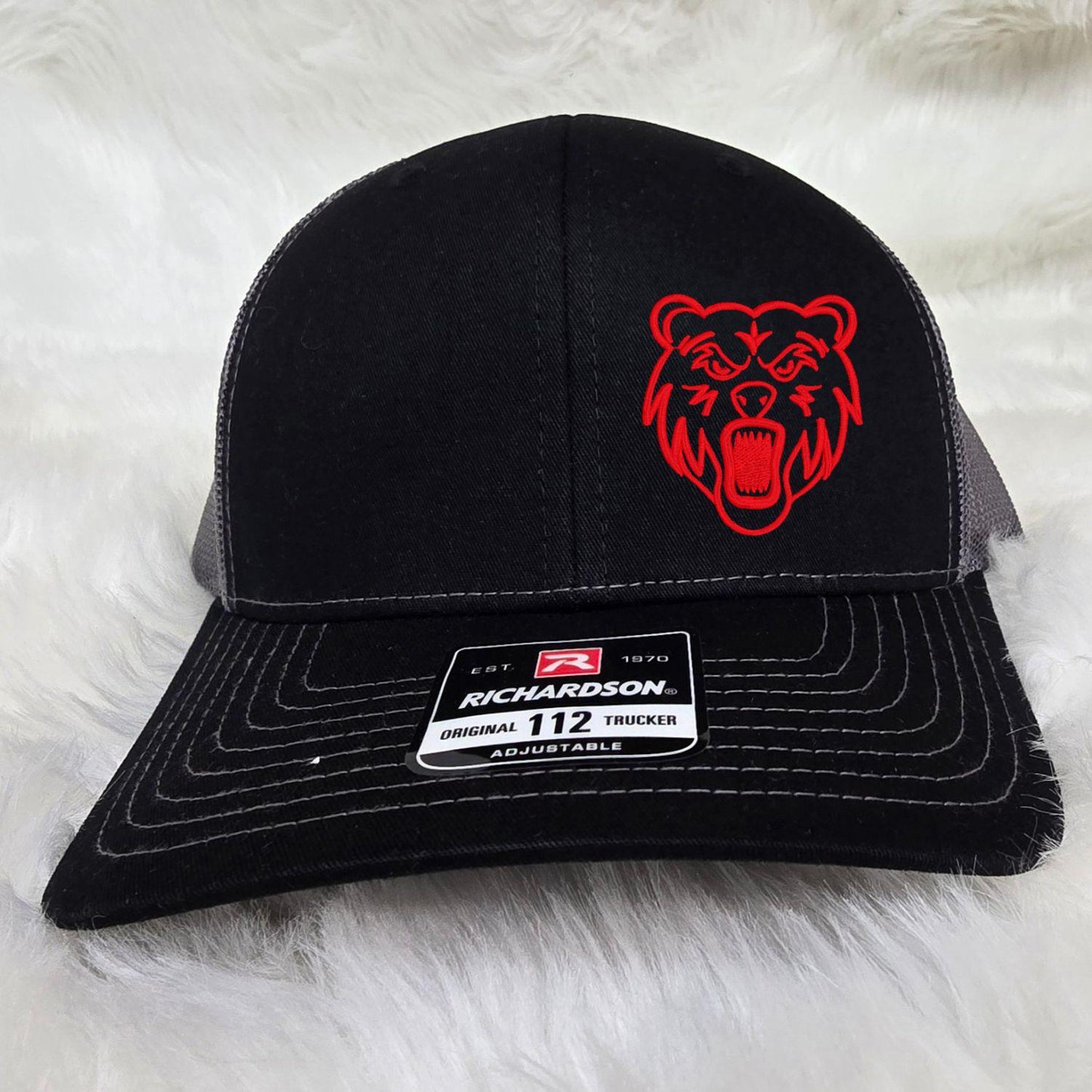 Embroidered Grizzly Bear Mascot hat | Unisex School Spirit Team Apparel | Custom Sports Game Day Outfit | Gift for Fans