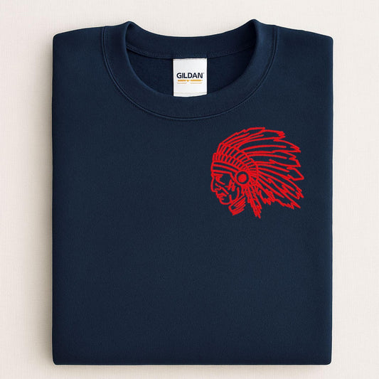 Embroidered left chest vintage Mascot Crewneck Sweatshirt | Unisex School Spirit Team Apparel | Custom Sports Game Day Outfit, Gift for Fans