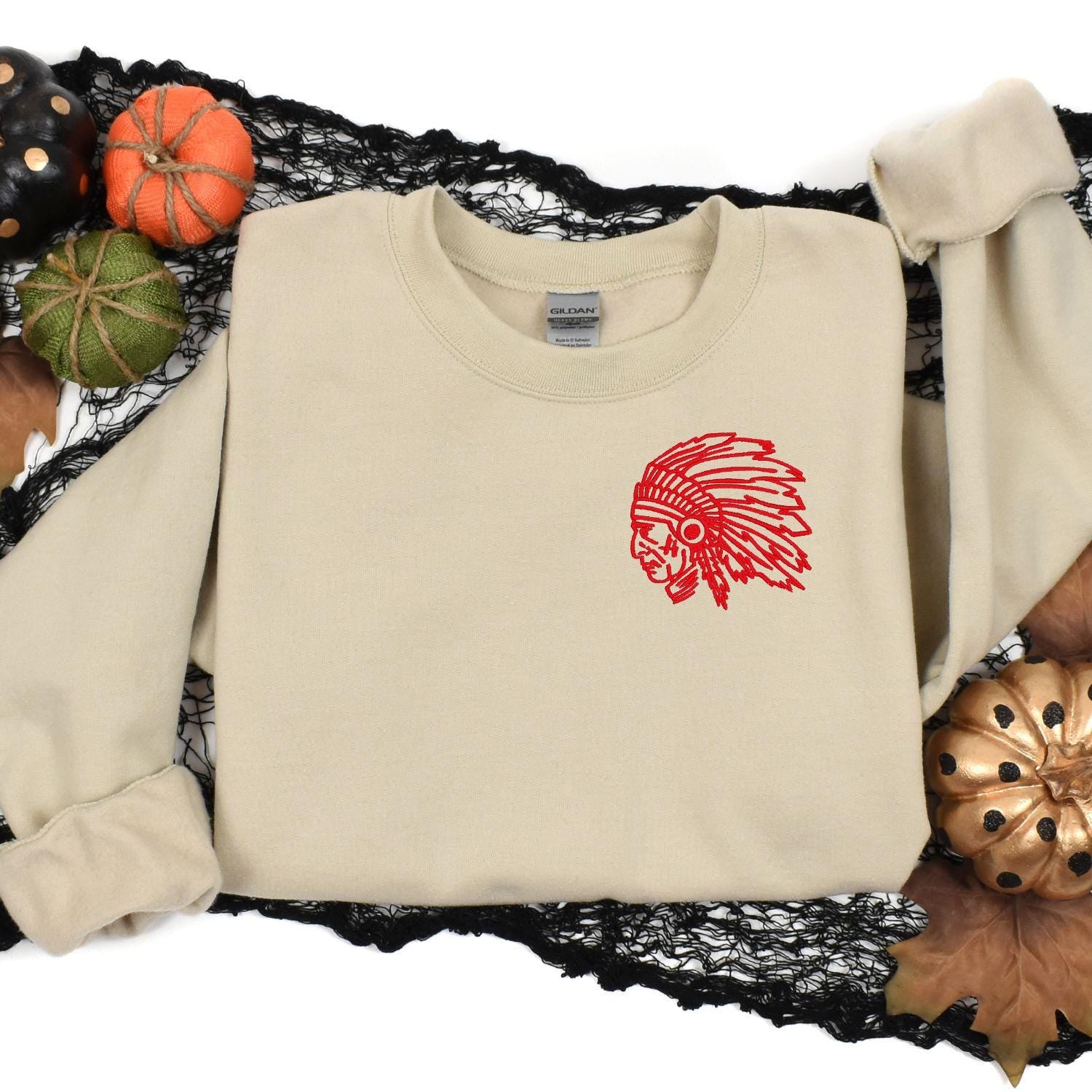 Embroidered left chest vintage Mascot Crewneck Sweatshirt | Unisex School Spirit Team Apparel | Custom Sports Game Day Outfit, Gift for Fans