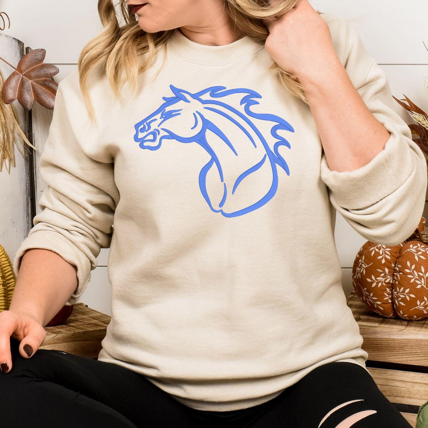 Embroidered Vintage Mascot Crewneck Sweatshirt | Unisex School Spirit Team Apparel | Custom Sports Game Day Outfit | Gift for Fans