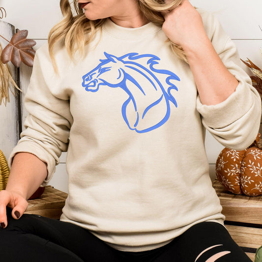 Embroidered Vintage Mascot Crewneck Sweatshirt | Unisex School Spirit Team Apparel | Custom Sports Game Day Outfit | Gift for Fans