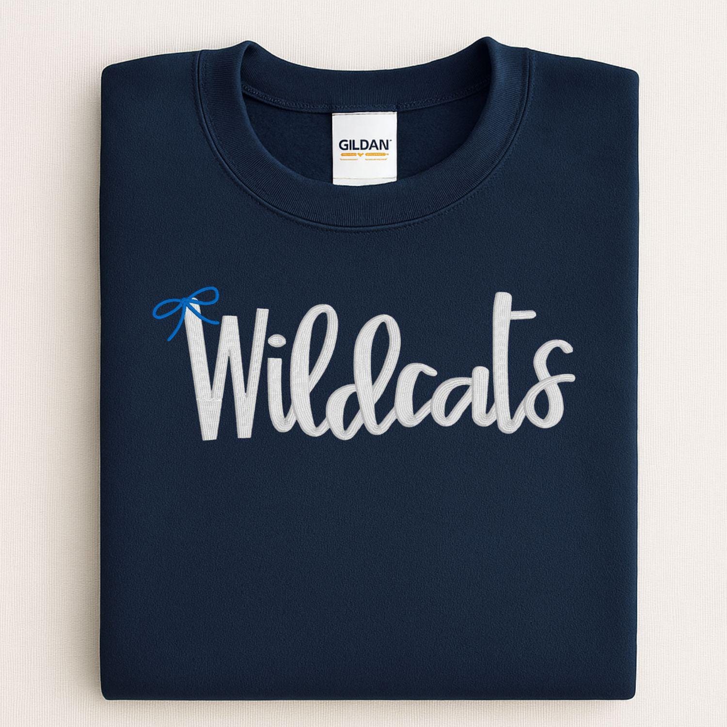 Wildcats Script Embroidery Sweatshirt | Cozy Football Team Spirit Pullover | Custom Lettering Fall Game Day Crewneck | Gift for Fans