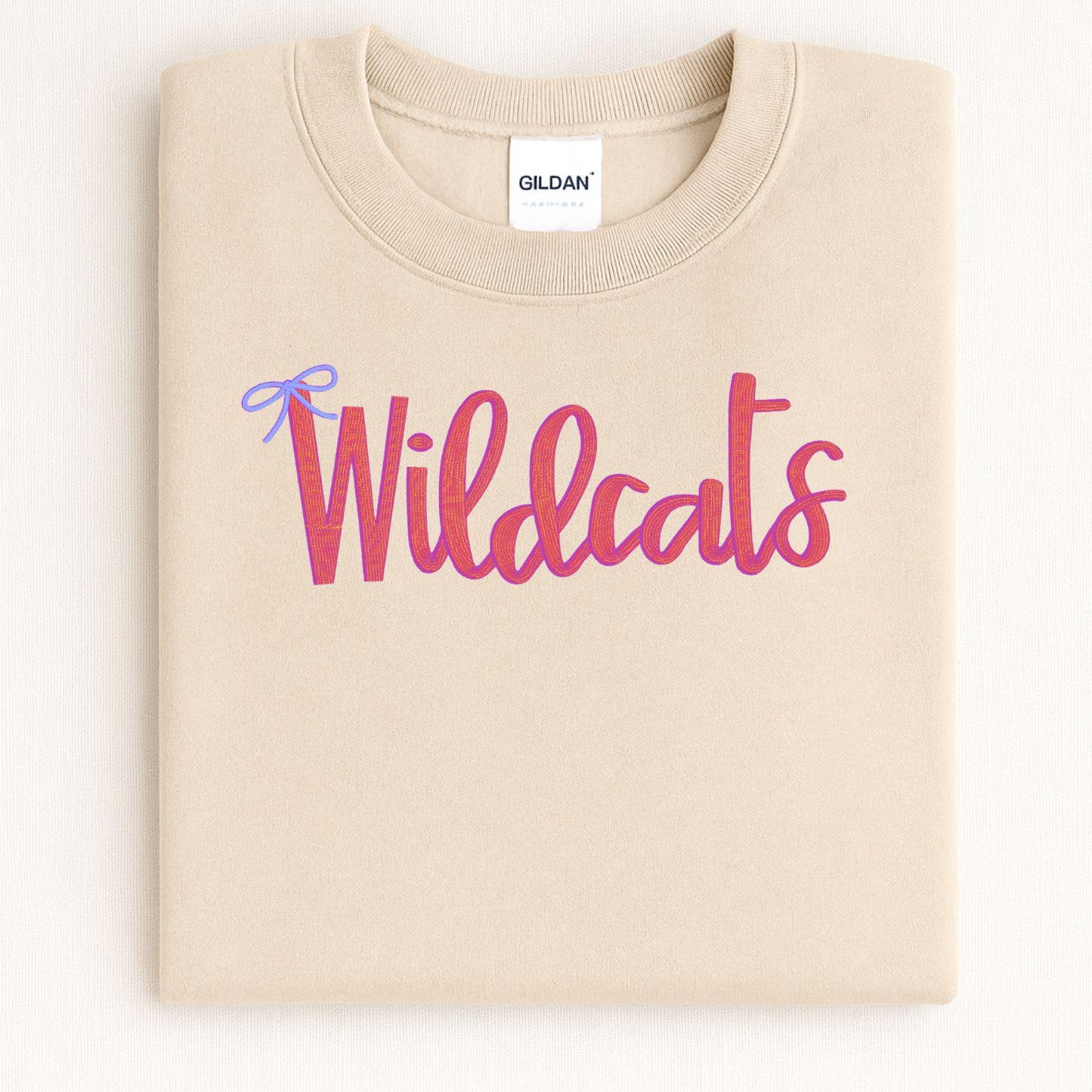 Wildcats Script Embroidery Sweatshirt | Cozy Football Team Spirit Pullover | Custom Lettering Fall Game Day Crewneck | Gift for Fans