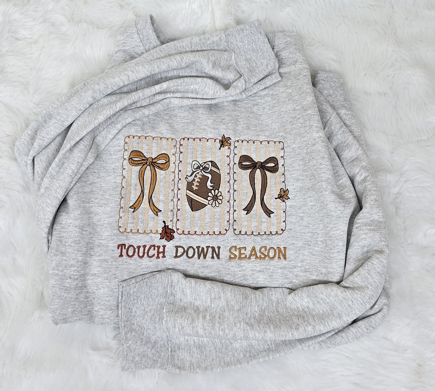 Touch Down Season Embroidered Sweatshirt | Fall Football Crewneck | Cozy Autumn Game Day Pullover | Football Mom Gift | Tailgate Outfit