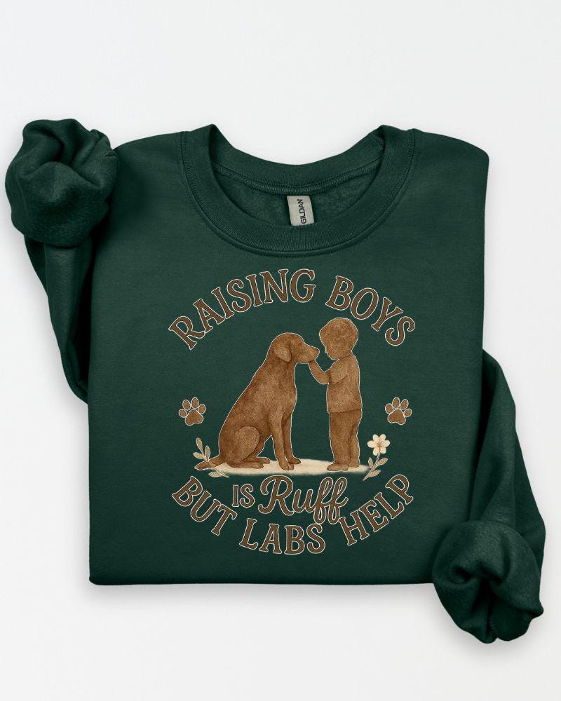 Raising Boys is Ruff but Labs Help PNG | Dog Mom Digital Download | Labrador Sublimation Design for Shirts & Gifts