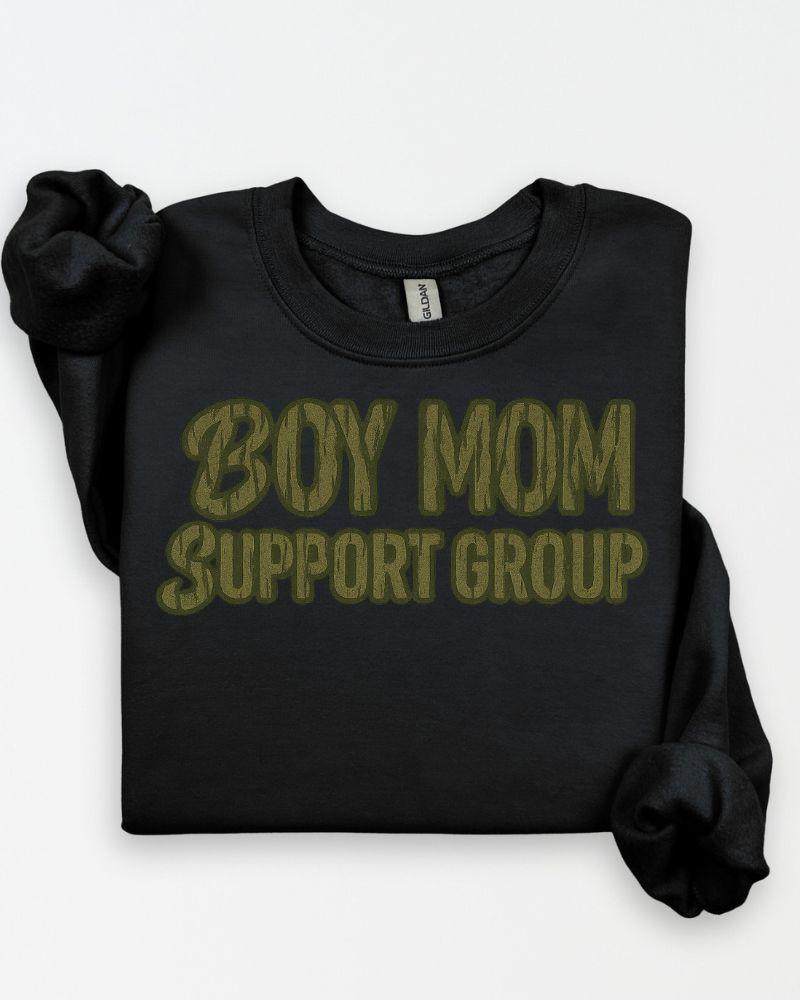 Boy Mom Support Group Sweatshirt | Funny Mom Life Crewneck | Unisex Graphic Pullover | Cozy DTG Sweater