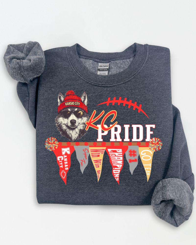KC Pride Football Sweatshirt | Unisex Game Day DTG Crewneck | Cozy Fall Sports Fan Pullover |