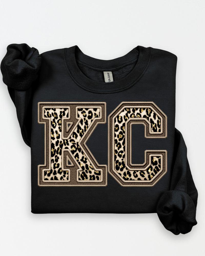 KC Leopard Print Sweatshirt | Game Day Crewneck | DTG Unisex Pullover | Fall Football Outfit |