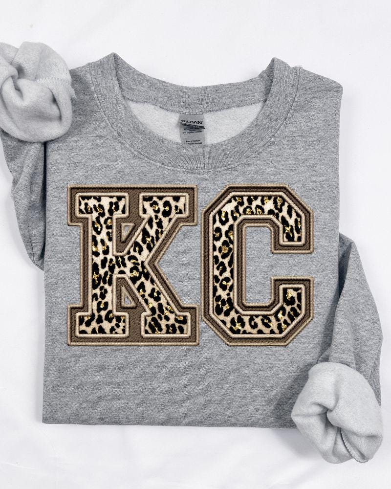 KC Leopard Print Sweatshirt | Game Day Crewneck | DTG Unisex Pullover | Fall Football Outfit |