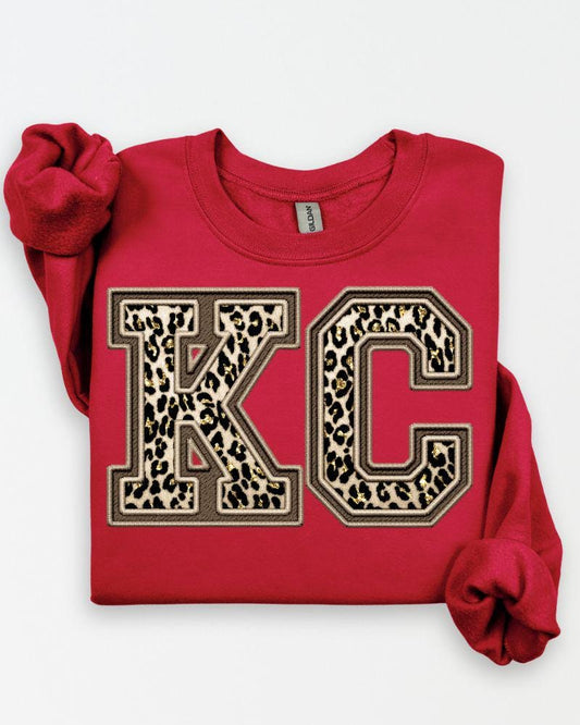 KC Leopard Print Sweatshirt | Game Day Crewneck | DTG Unisex Pullover | Fall Football Outfit |