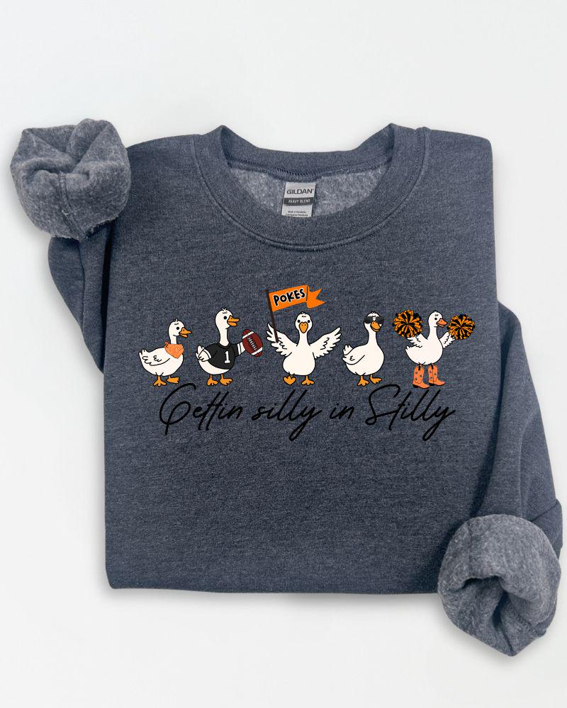 Stillwater Funny Duck Football Sweatshirt | Gettin' Silly in Stilly Crewneck | Unisex Game Day Pullover | Fall Tailgate Outfit