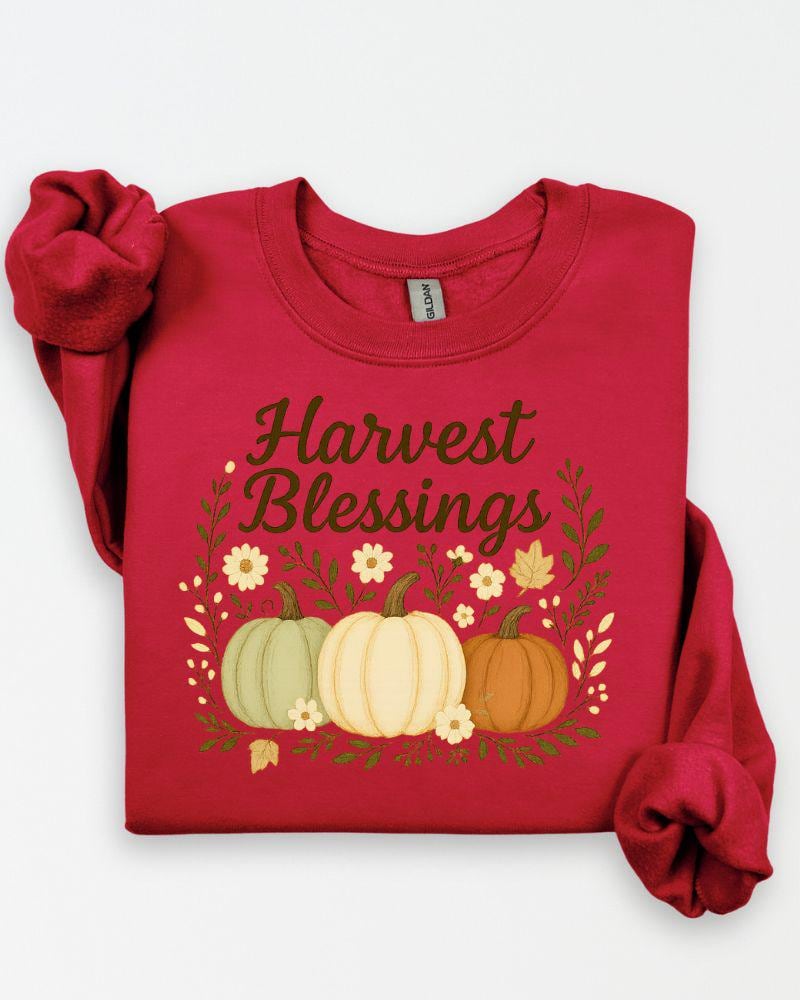 Harvest Blessings PNG | Fall Pumpkins Embroidery Design | Autumn Digital Download for Sublimation, Shirts & Seasonal Crafts