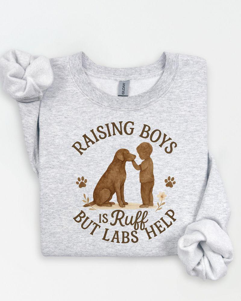 Raising Boys is Ruff but Labs Help PNG | Dog Mom Digital Download | Labrador Sublimation Design for Shirts & Gifts