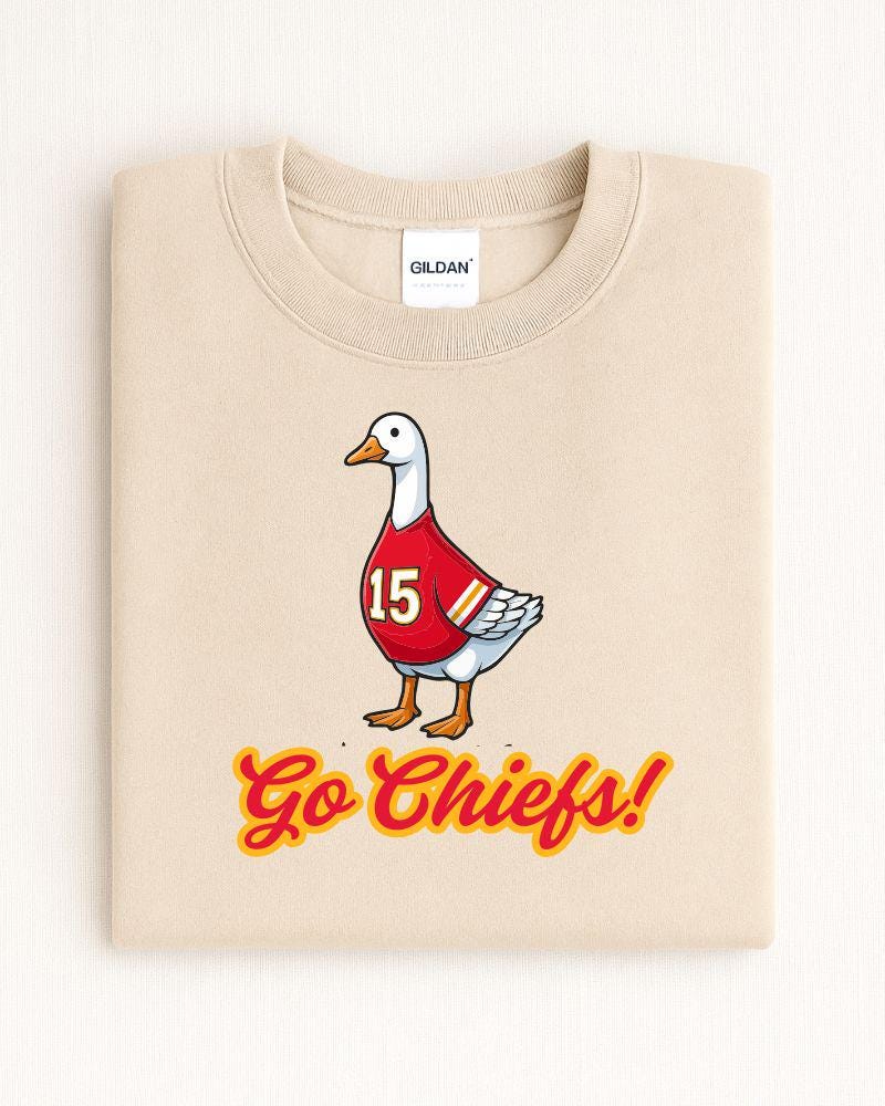 Kansas City Game Day Goose Sweatshirt | Funny Football Fan Crewneck | Unisex Sports Lover Pullover | Tailgate Outfit | Cozy Fall Sweater