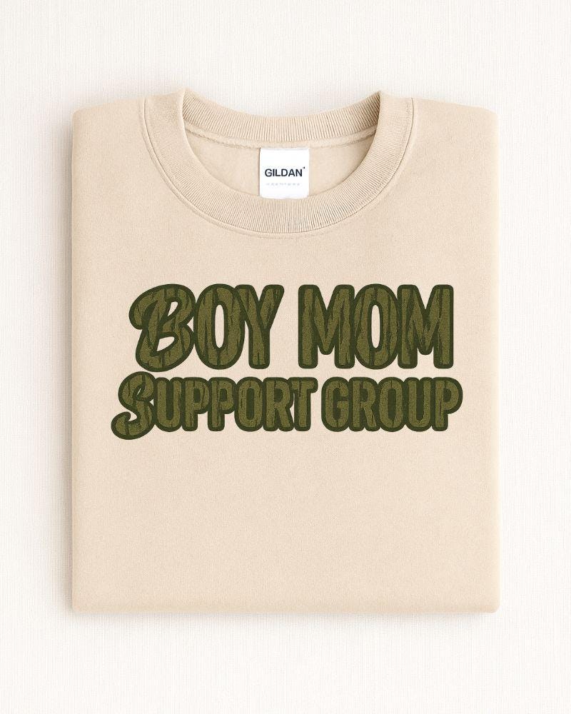 Boy Mom Support Group Sweatshirt | Funny Mom Life Crewneck | Unisex Graphic Pullover | Cozy DTG Sweater
