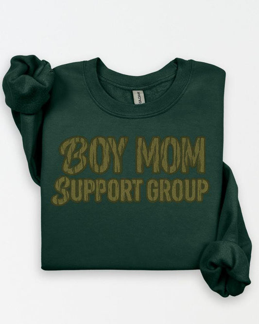 Boy Mom Support Group Sweatshirt | Funny Mom Life Crewneck | Unisex Graphic Pullover | Cozy DTG Sweater