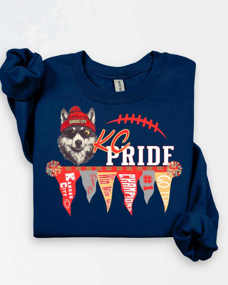 KC Pride Football Sweatshirt | Unisex Game Day DTG Crewneck | Cozy Fall Sports Fan Pullover |