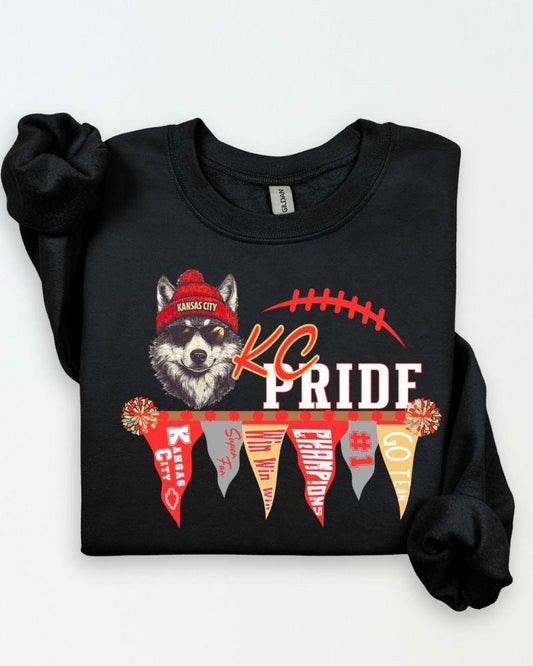 KC Pride Football Sweatshirt | Unisex Game Day DTG Crewneck | Cozy Fall Sports Fan Pullover |