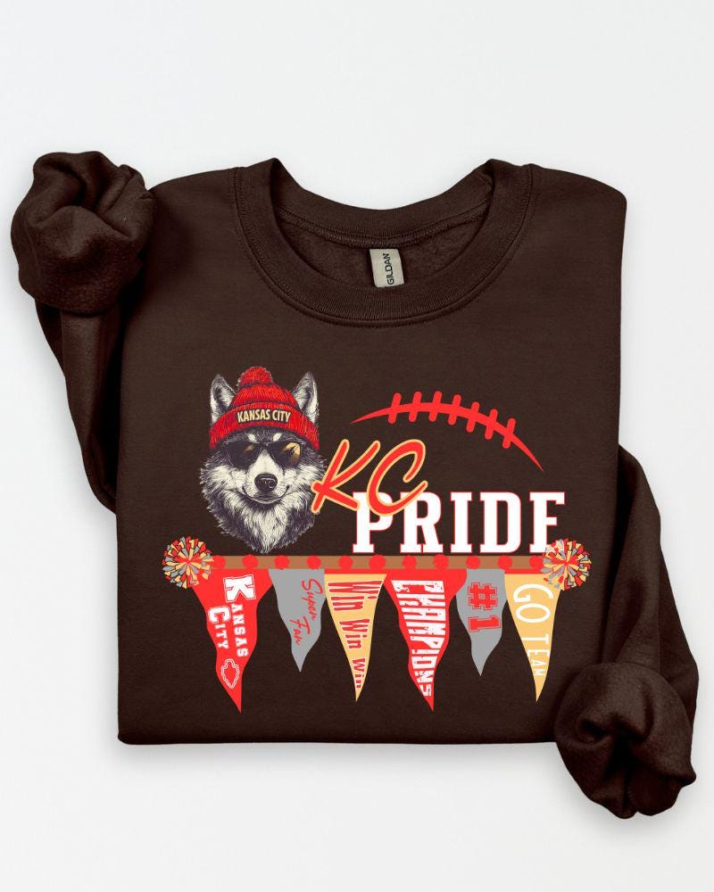KC Pride Football Sweatshirt | Unisex Game Day DTG Crewneck | Cozy Fall Sports Fan Pullover |