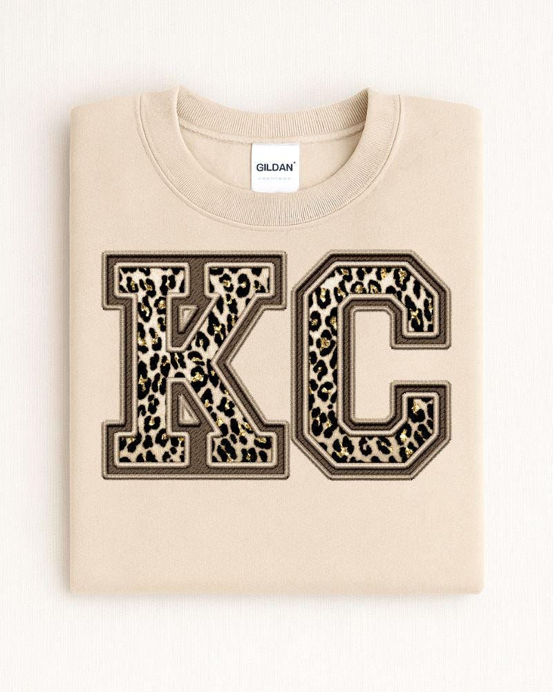 KC Leopard Print Sweatshirt | Game Day Crewneck | DTG Unisex Pullover | Fall Football Outfit |