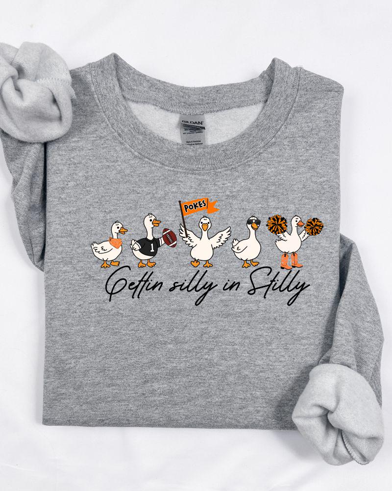 Stillwater Funny Duck Football Sweatshirt | Gettin' Silly in Stilly Crewneck | Unisex Game Day Pullover | Fall Tailgate Outfit