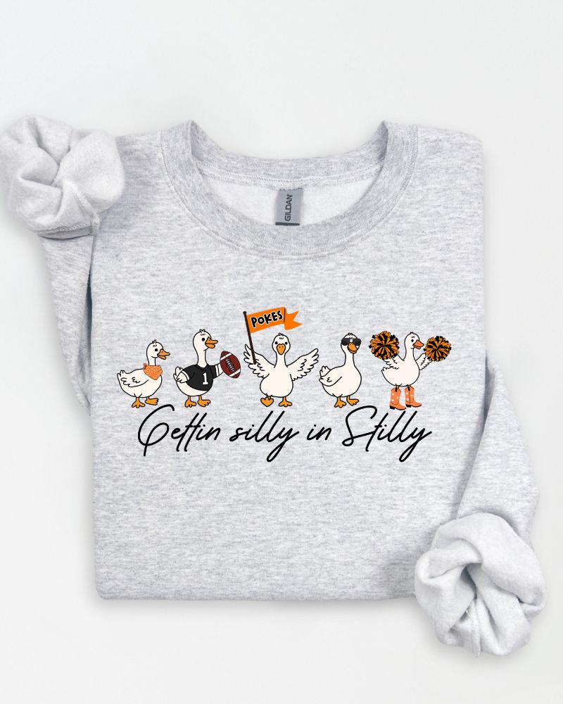 Stillwater Funny Duck Football Sweatshirt | Gettin' Silly in Stilly Crewneck | Unisex Game Day Pullover | Fall Tailgate Outfit