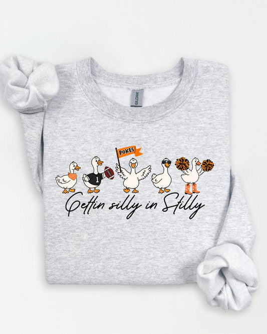 Stillwater Funny Duck Football Sweatshirt | Gettin' Silly in Stilly Crewneck | Unisex Game Day Pullover | Fall Tailgate Outfit