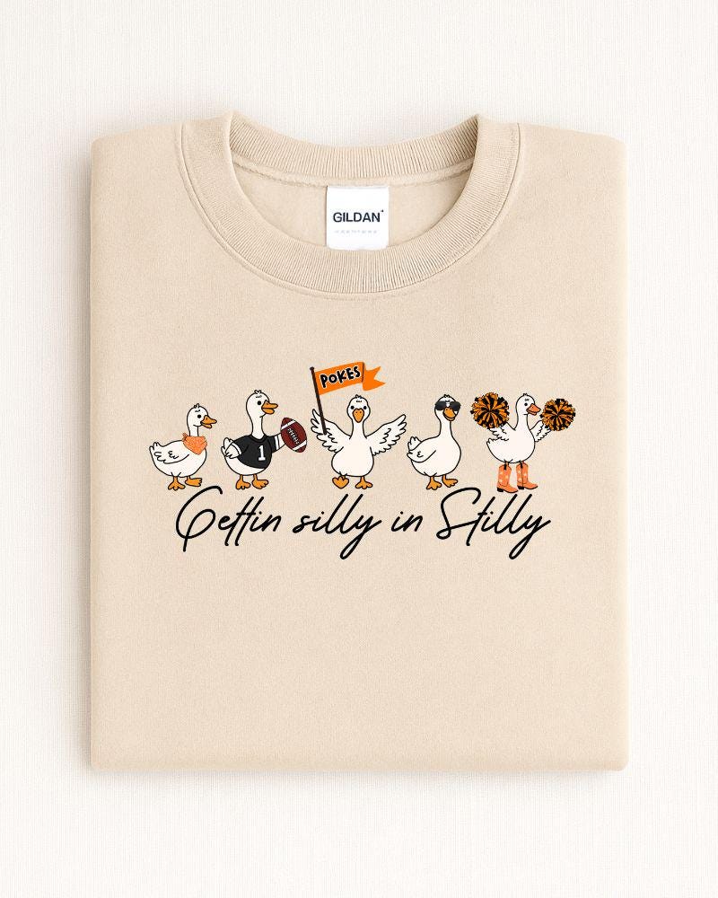 Stillwater Funny Duck Football Sweatshirt | Gettin' Silly in Stilly Crewneck | Unisex Game Day Pullover | Fall Tailgate Outfit