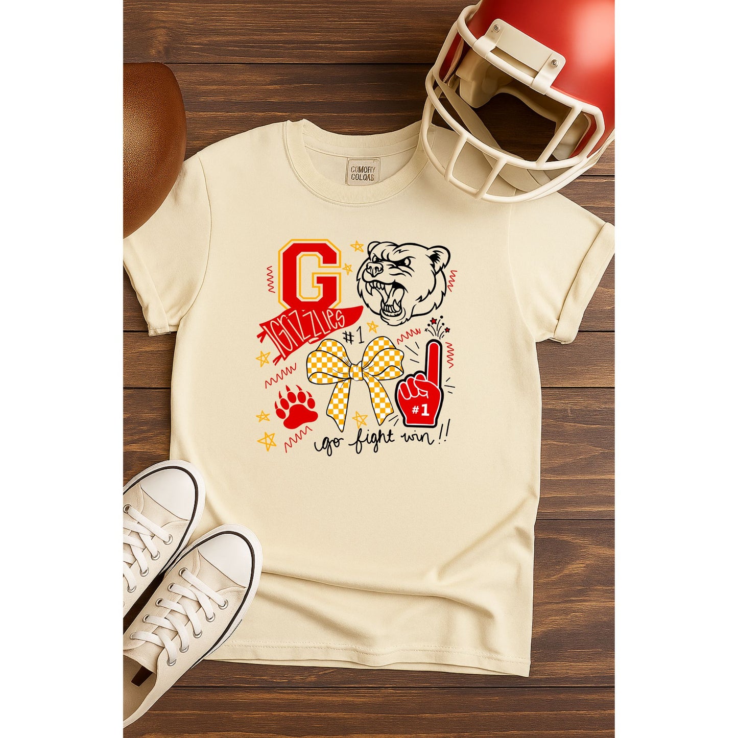 TODDLER Grizzlies Spirit Shirt | Go Fight Win Football Tee | Cheer Sweatshirt | Comfort Colors | Game Day | School Mascot | Custom Team Shirt