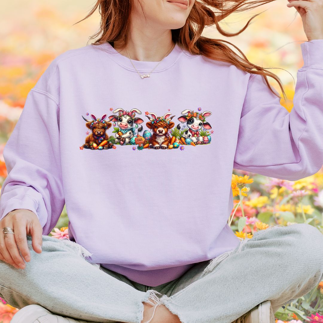 Mini Cows Easter Themed DTF print shirt