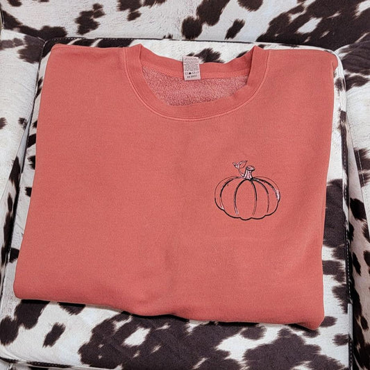 Pumpkin Fall Embroidery Crewneck, Pumpkin Halloween Sweatshirt, Gift For Mom Or Girlfriend
