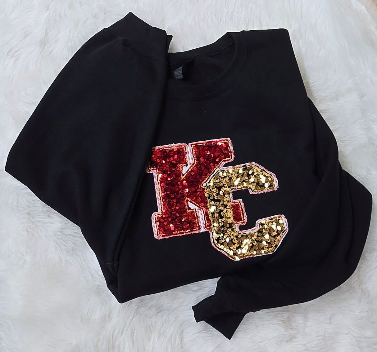 KC Glitter Sequin Sweatshirt – Game Day Spirit in Red & Gold