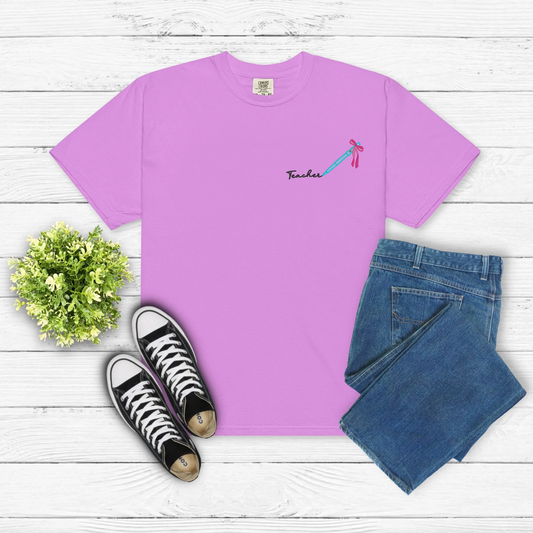 Trendy teacher custom embroidery shirt