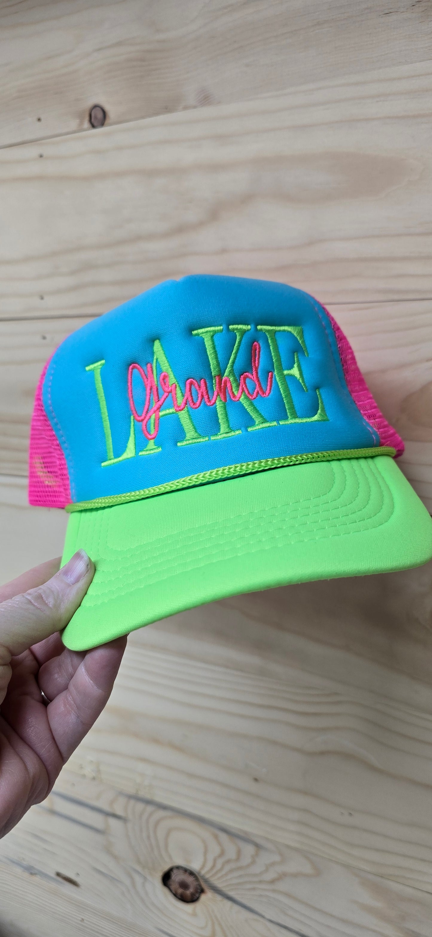 Custom embroidered neon foam trucker hat
